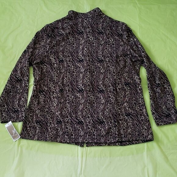 JM COLLECTION animal print zip up jacket - Picture 1 of 4
